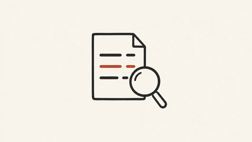 Ink illustration of a bank statement and magnifying glass, with a rust transaction highlight